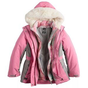 *ZeroXPosur Jacket 3 in 1 System 14/16 Hooded Pink Gray All Season Water Resist